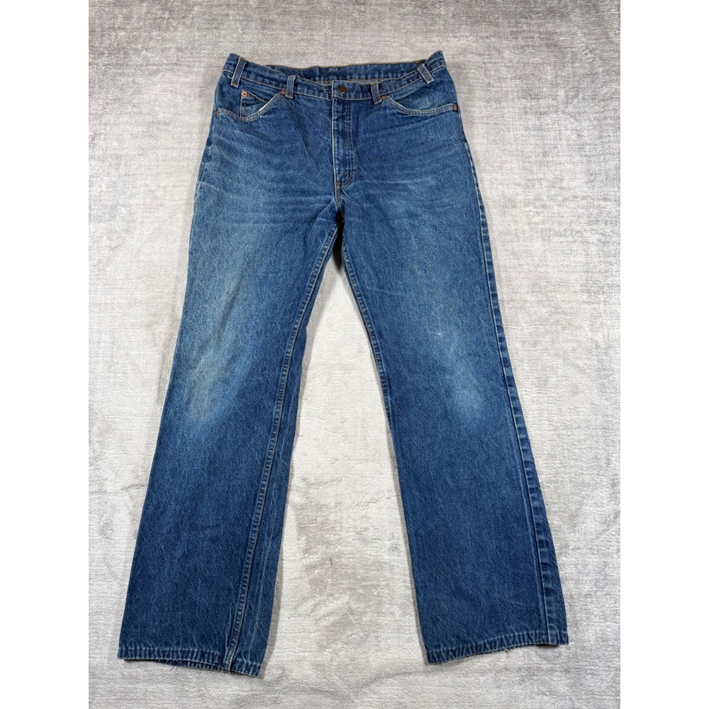 Levis Jeans Mens 36x34 Blue Denim 517 Bootcut Orange Tab Vintage 70s Whiskers
